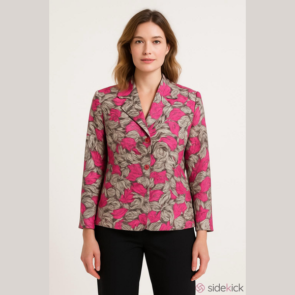 Celine Jackets & Blazers - Celine Vintage Pink and Gray Floral Blazer